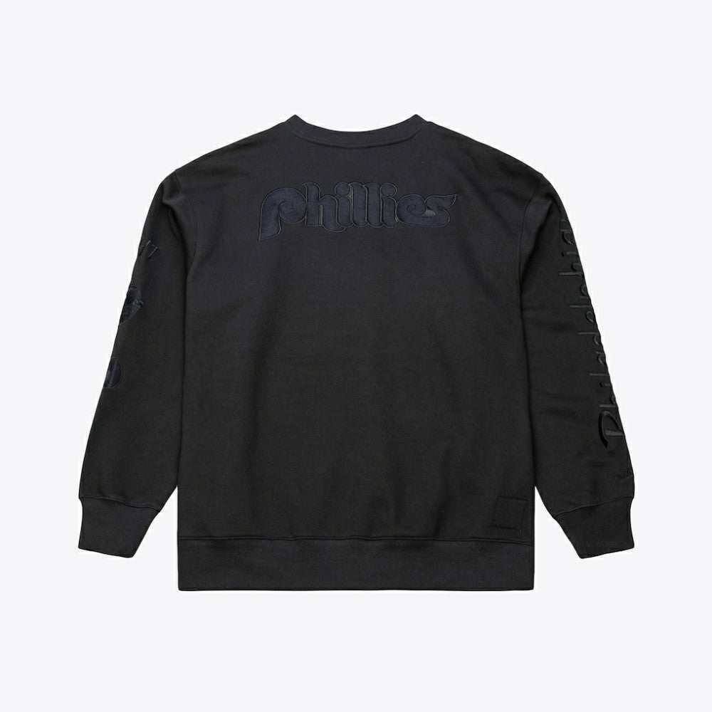 Philadelphia Phillies Phantom Fleece Crewneck Sweatshirt - Black | Mitchell & Ness
