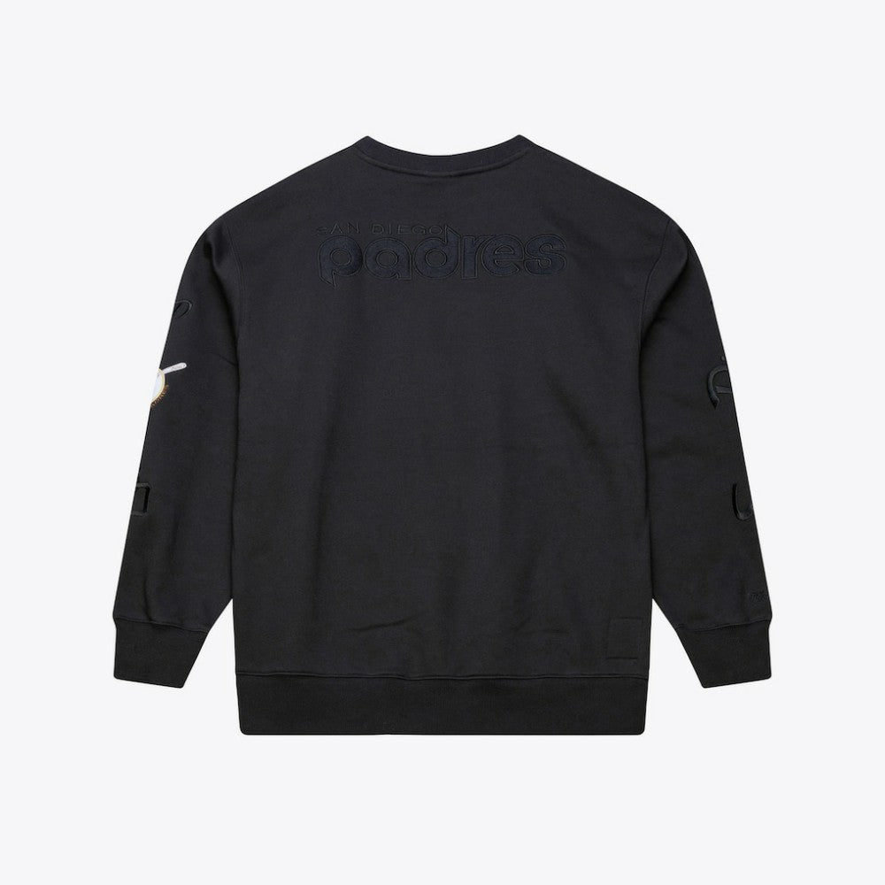 San Diego Padres Phantom Fleece Crewneck Sweatshirt - Black | Mitchell & Ness