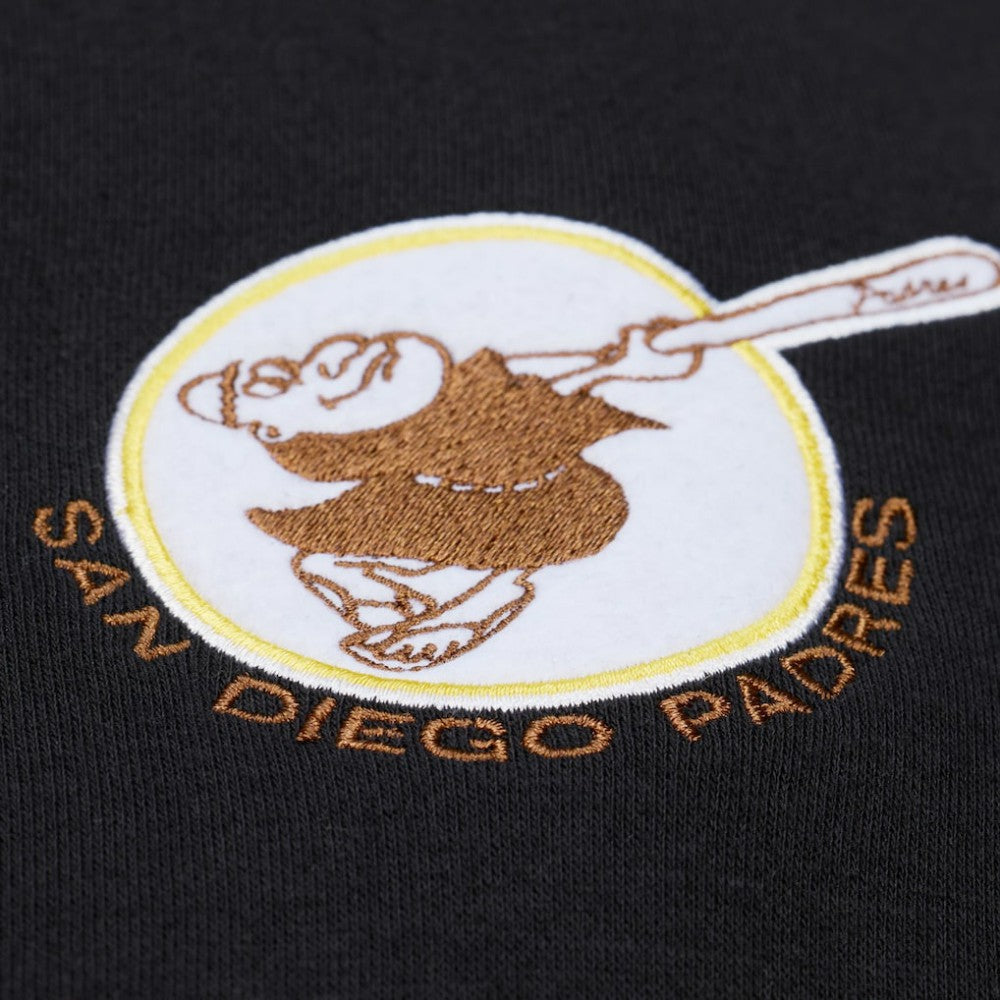 San Diego Padres Phantom Fleece Crewneck Sweatshirt - Black | Mitchell & Ness