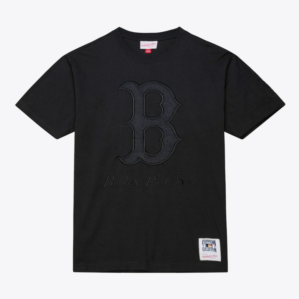 Boston Red Sox Cooperstown Collection Phantom T-Shirt - Black | Mitchell & Ness