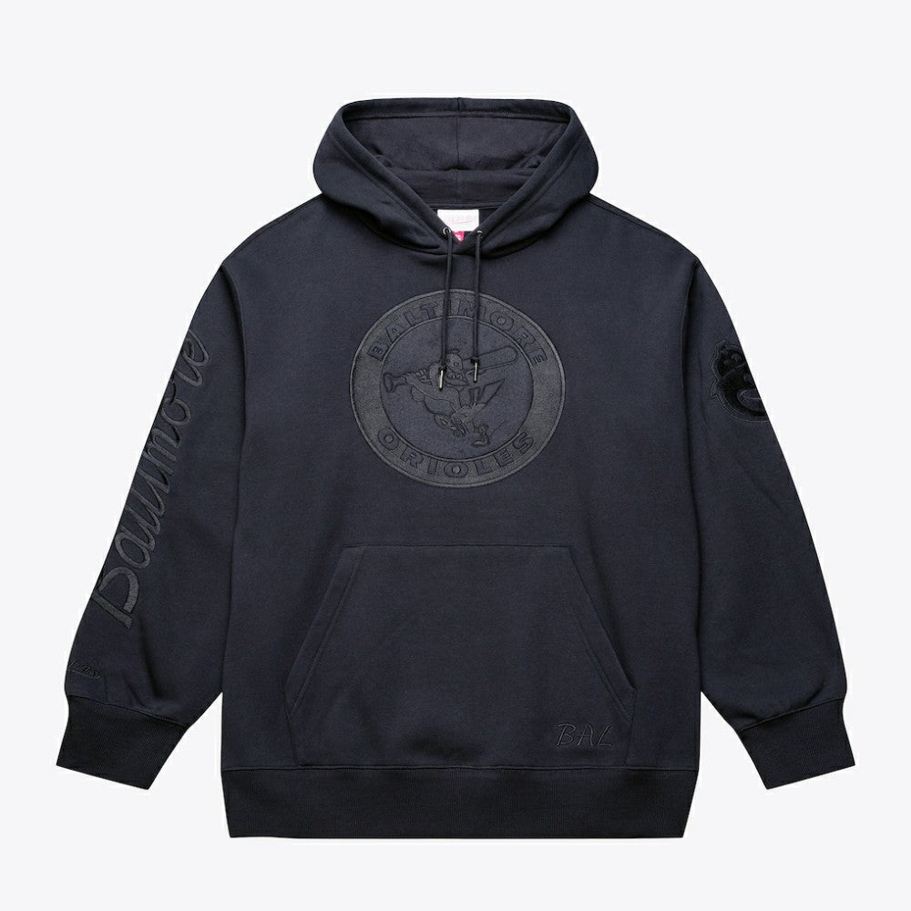 Baltimore Orioles Phantom Fleece Hoodie - Black | Mitchell & Ness