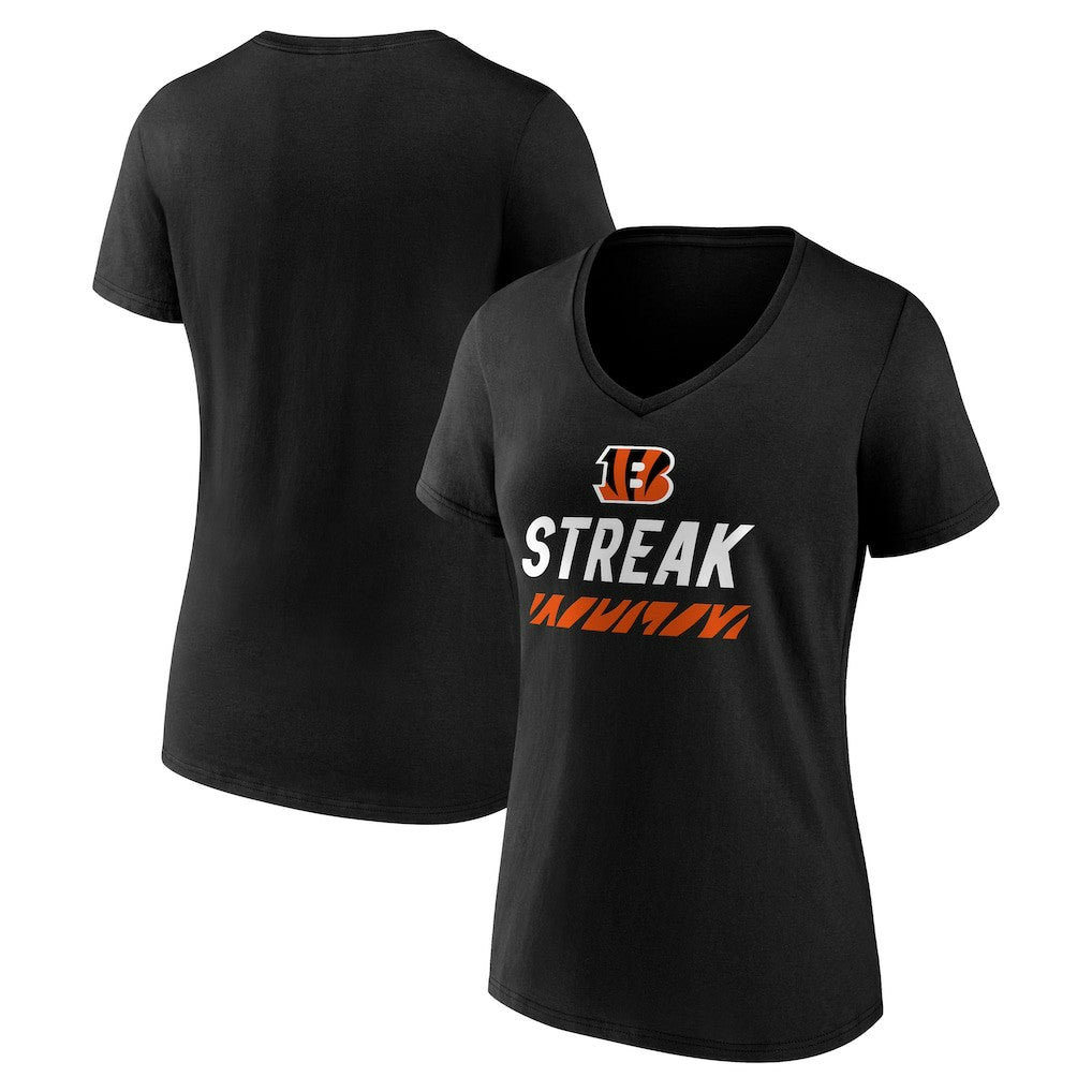 Cincinnati Bengals Women's Streak V-Neck T-Shirt - Black online