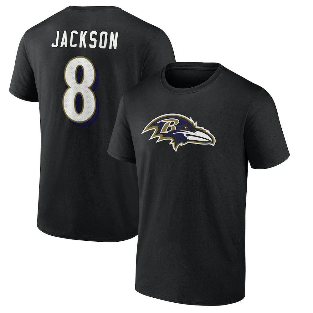 Lamar Jackson Baltimore Ravens Icon Name & Number T-Shirt - Black online