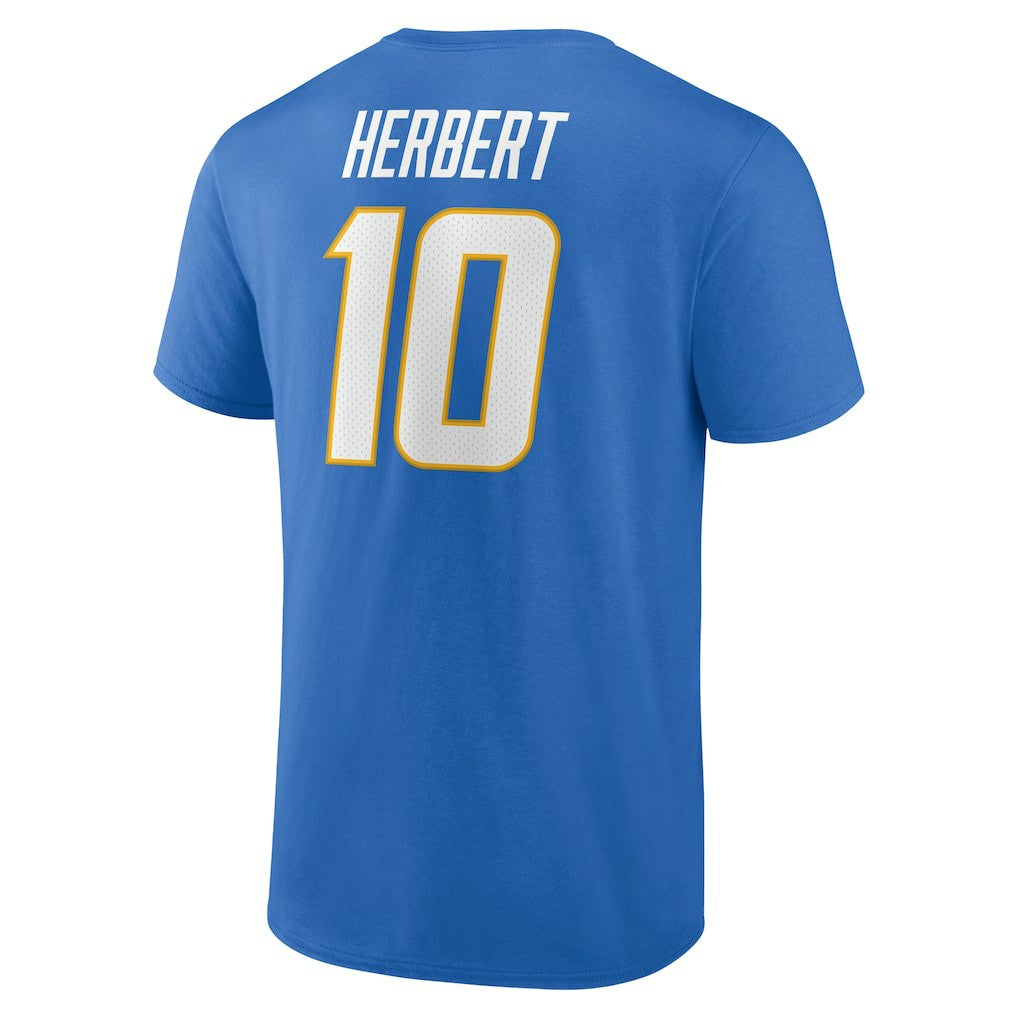 Justin Herbert Los Angeles Chargers Icon Name & Number T-Shirt - Powder Blue on sale
