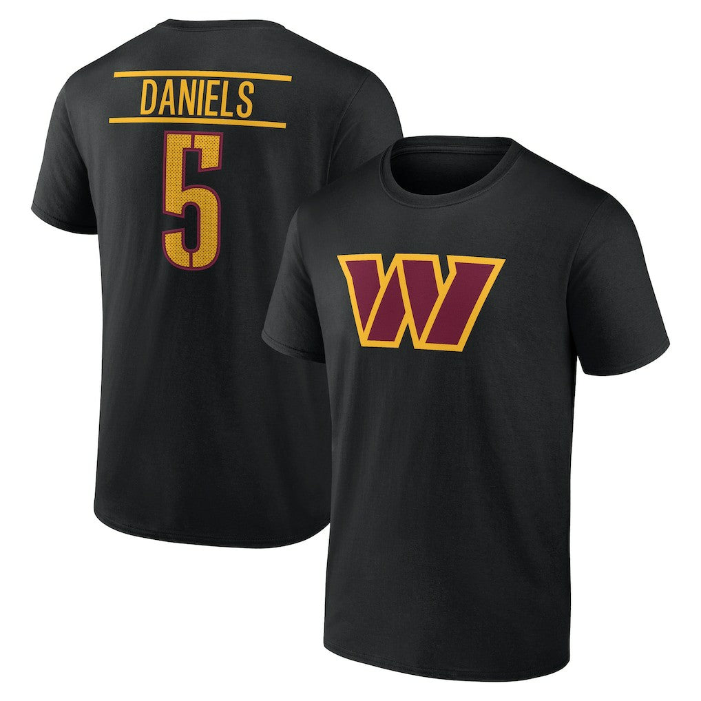 Jayden Daniels Washington Commanders Icon Name & Number T-Shirt - Black sale