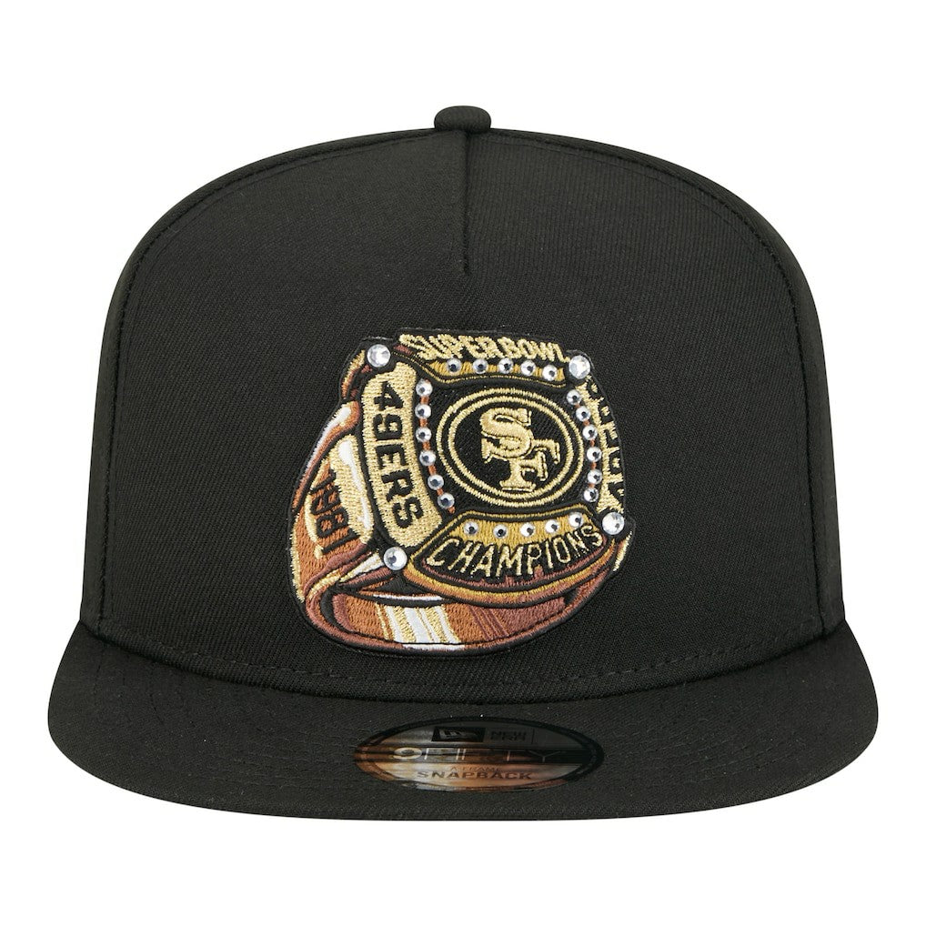 San Francisco 49ers New Era Super Bowl Ring 9FIFTY A-Frame Adjustable Hat - Black cheap