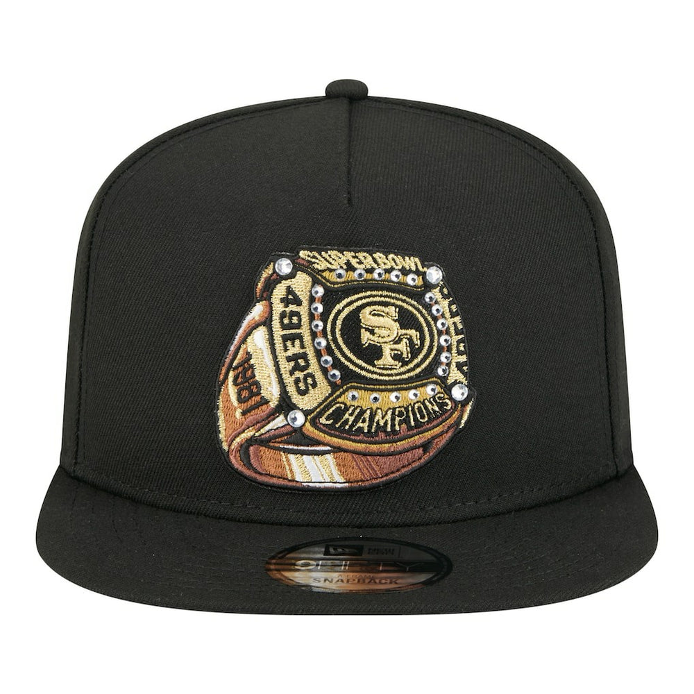 San Francisco 49ers New Era Super Bowl Ring 9FIFTY A-Frame Adjustable Hat - Black cheap