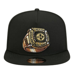 Pittsburgh Steelers New Era Super Bowl Ring 9FIFTY A-Frame Adjustable Hat - Black for sale