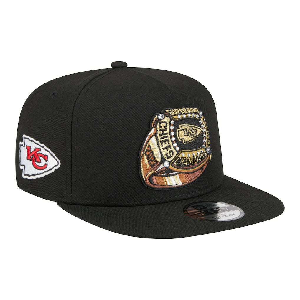Kansas City Chiefs New Era Super Bowl Ring 9FIFTY A-Frame Adjustable Hat - Black sale
