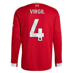 Virgil van Dijk Liverpool 2025/26 Home Replica Long Sleeve Jersey - Red | Adidas shop