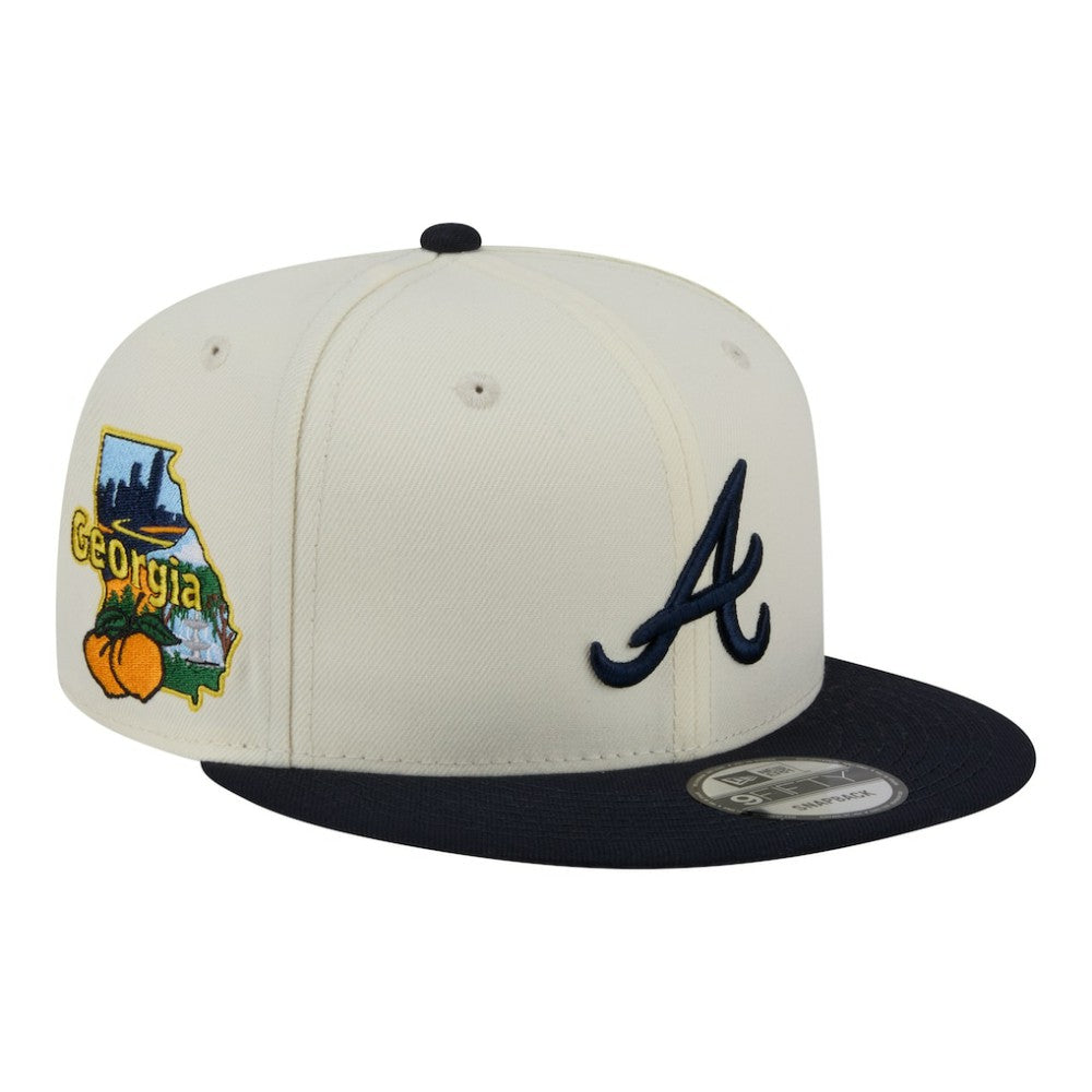 Atlanta Braves Localized 9FIFTY Snapback Hat - Cream/Navy | New Era