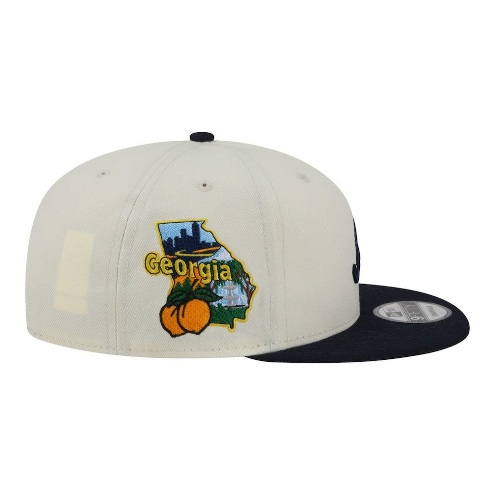 Atlanta Braves Localized 9FIFTY Snapback Hat - Cream/Navy | New Era