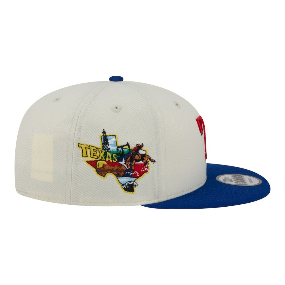 Texas Rangers Localized 9FIFTY Snapback Hat - Cream/Royal | New Era