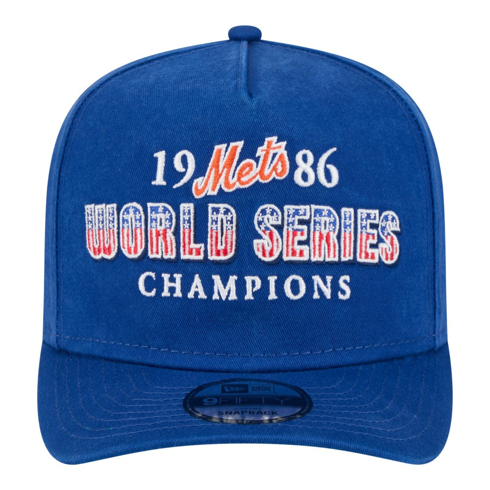 New York Mets 1986 World Series Champions Throwback 9FIFTY A-Frame Snapback Hat - Royal | New Era