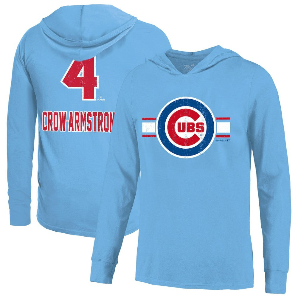 Pete Crow-Armstrong Chicago Cubs Majestic Threads Lightweight Name & Number Hoodie - Light Blue