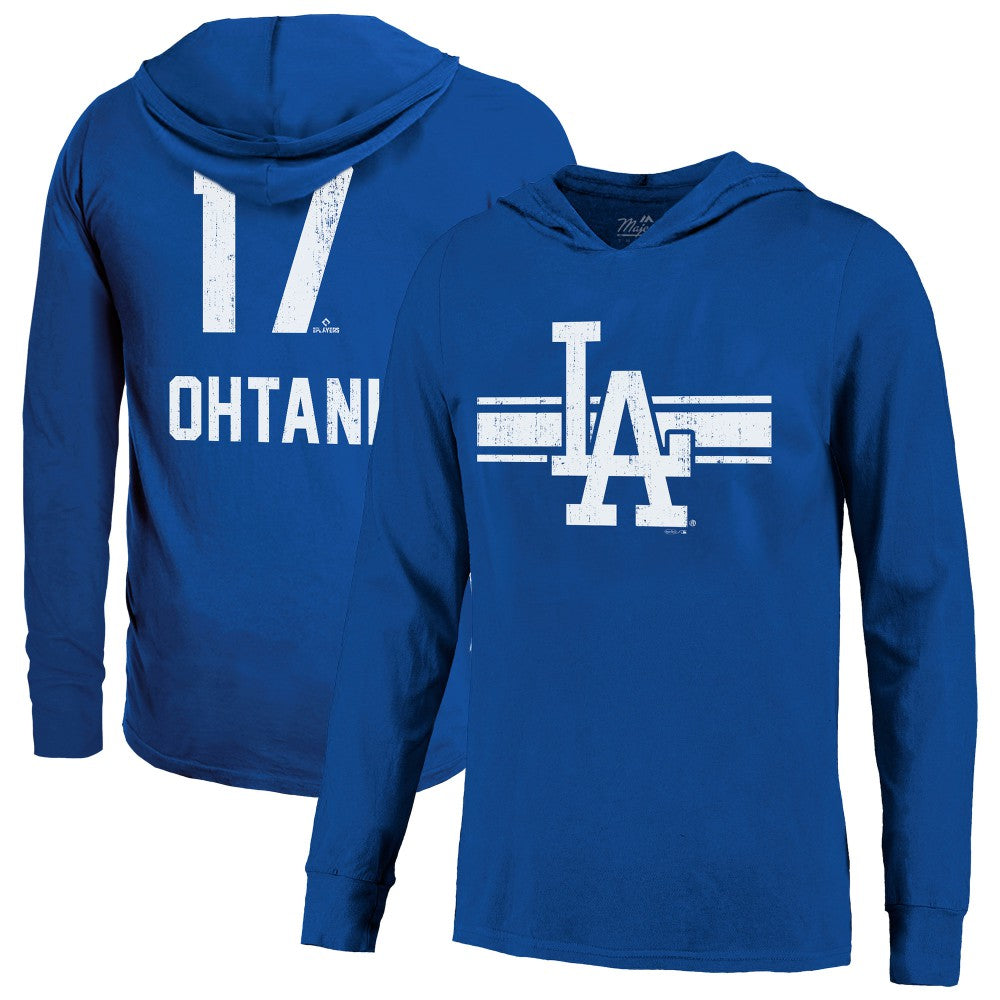 Shohei Ohtani Los Angeles Dodgers Majestic Threads Lightweight Name & Number Hoodie - Royal