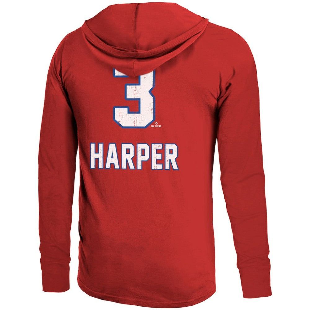 Bryce Harper Philadelphia Phillies Majestic Threads Lightweight Name & Number Hoodie - Red