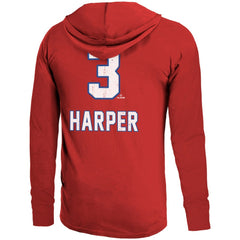 Bryce Harper Philadelphia Phillies Majestic Threads Lightweight Name & Number Hoodie - Red