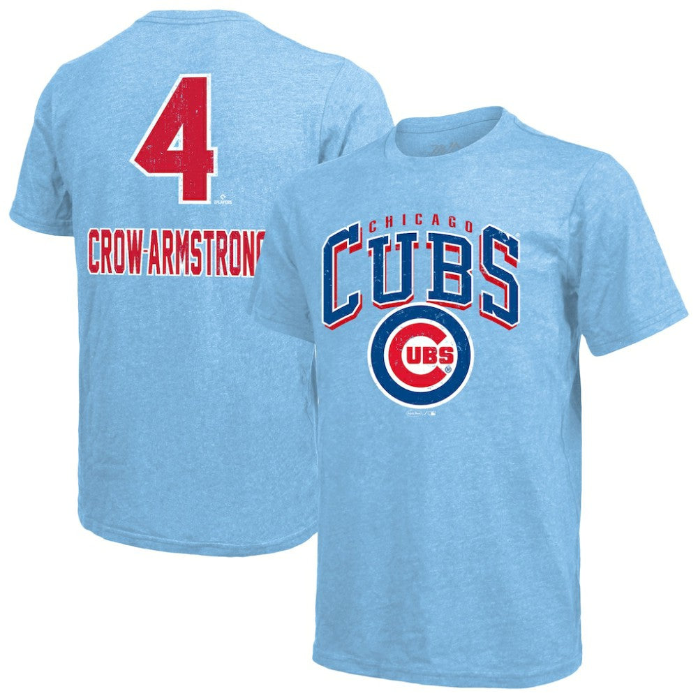 Pete Crow-Armstrong Chicago Cubs Majestic Threads Triblend Name & Number T-Shirt - Light Blue