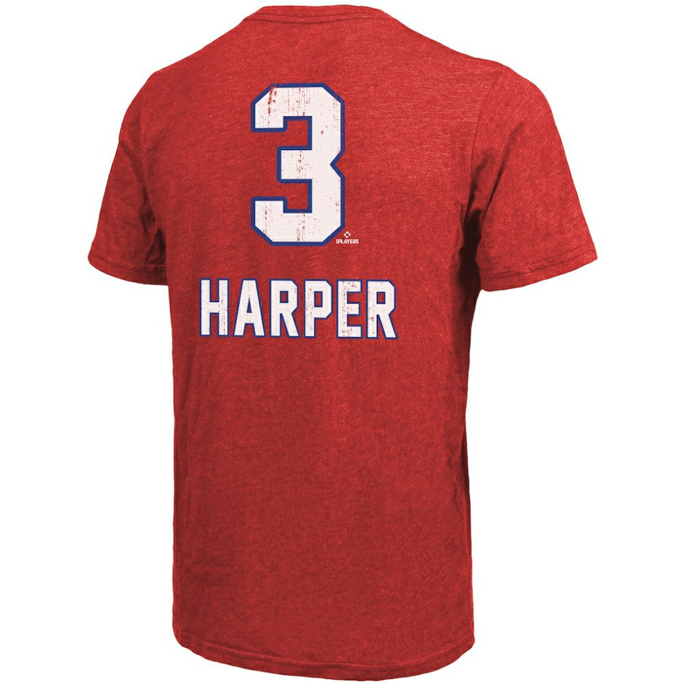 Bryce Harper Philadelphia Phillies Majestic Threads Triblend Name & Number T-Shirt - Red