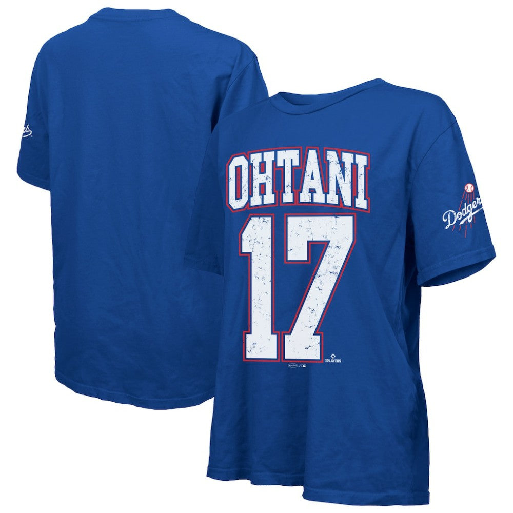 Shohei Ohtani Los Angeles Dodgers Majestic Threads Women's Oversized Name & Number T-Shirt - Royal