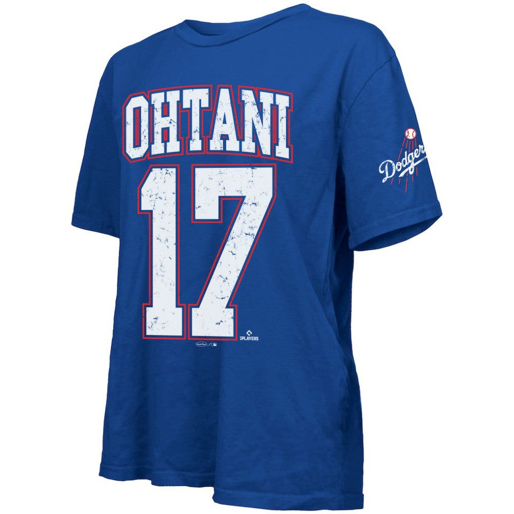 Shohei Ohtani Los Angeles Dodgers Majestic Threads Women's Oversized Name & Number T-Shirt - Royal