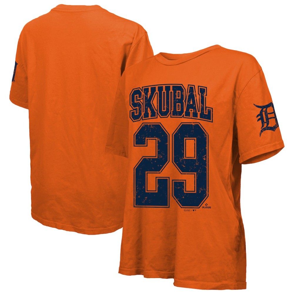 Tarik Skubal Detroit Tigers Majestic Threads Women's Oversized Name & Number T-Shirt - Orange