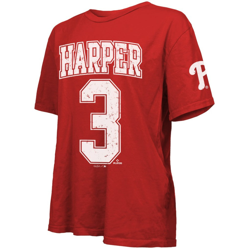 Bryce Harper Philadelphia Phillies Majestic Threads Women's Oversized Name & Number T-Shirt - Red