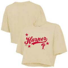Bryce Harper Philadelphia Phillies Majestic Threads Women's Boxy Crop Top - Cream