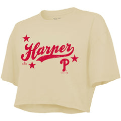 Bryce Harper Philadelphia Phillies Majestic Threads Women's Boxy Crop Top - Cream