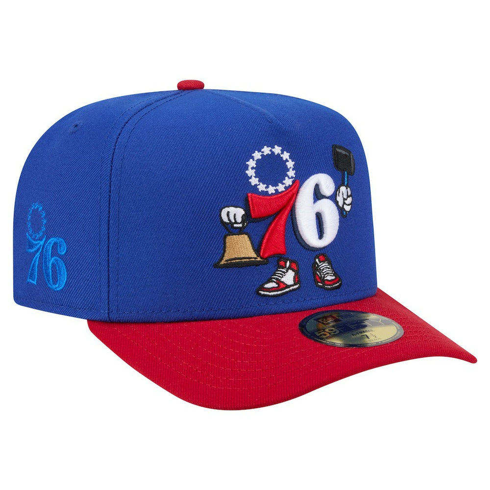 Philadelphia 76ers Injection Cartoon Logo A-Frame 59FIFTY Fitted Hat - Blue | New Era outlet