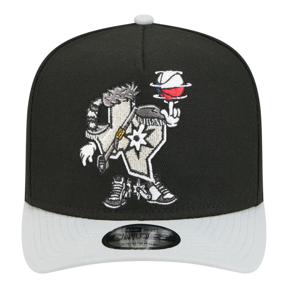 San Antonio Spurs Injection Cartoon Logo A-Frame 9FIFTY Adjustable Hat - Black | New Era shop