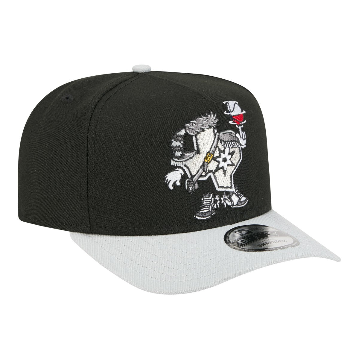 San Antonio Spurs Injection Cartoon Logo A-Frame 9FIFTY Adjustable Hat - Black | New Era shop