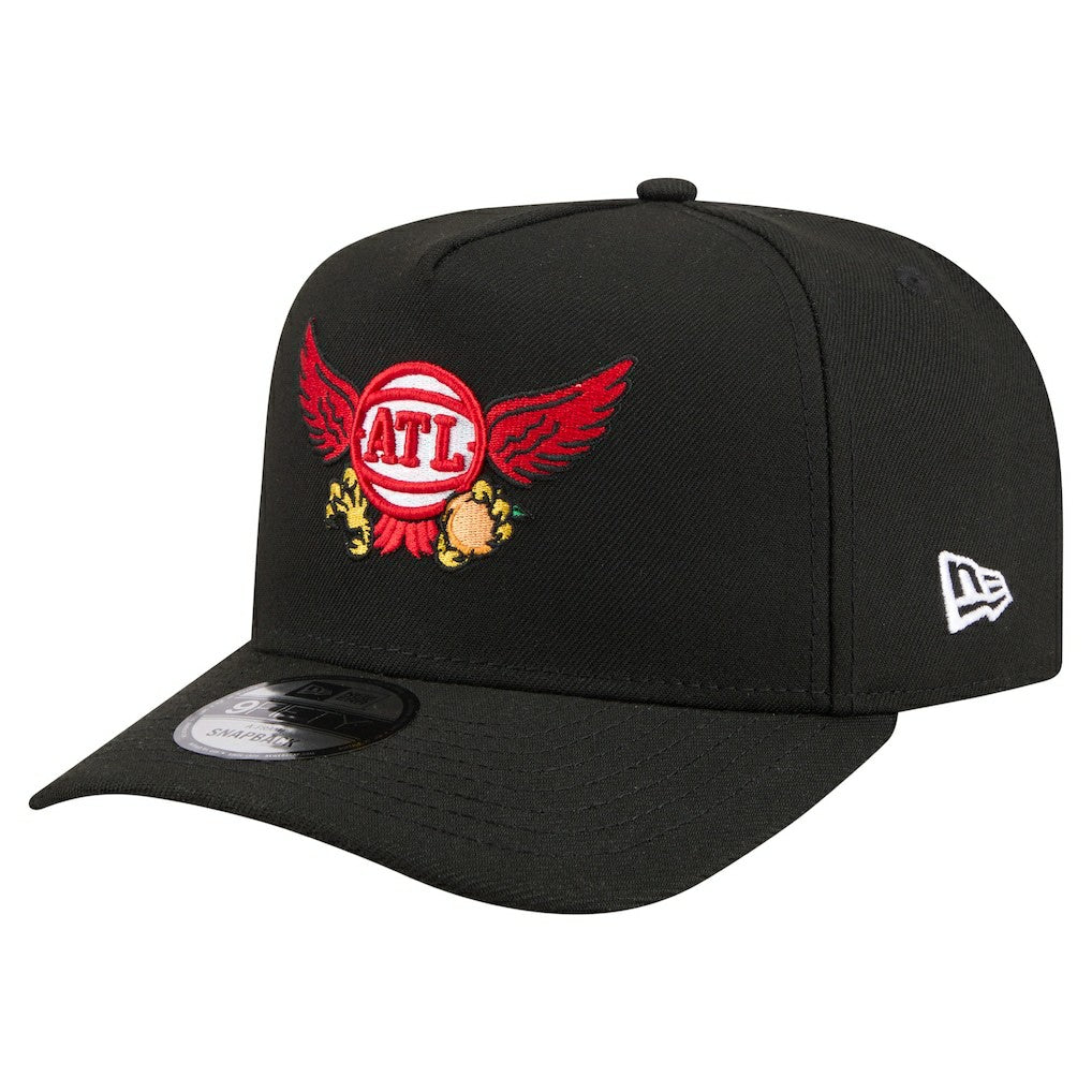 Atlanta Hawks Injection Cartoon Logo A-Frame 9FIFTY Adjustable Hat - Black | New Era sale