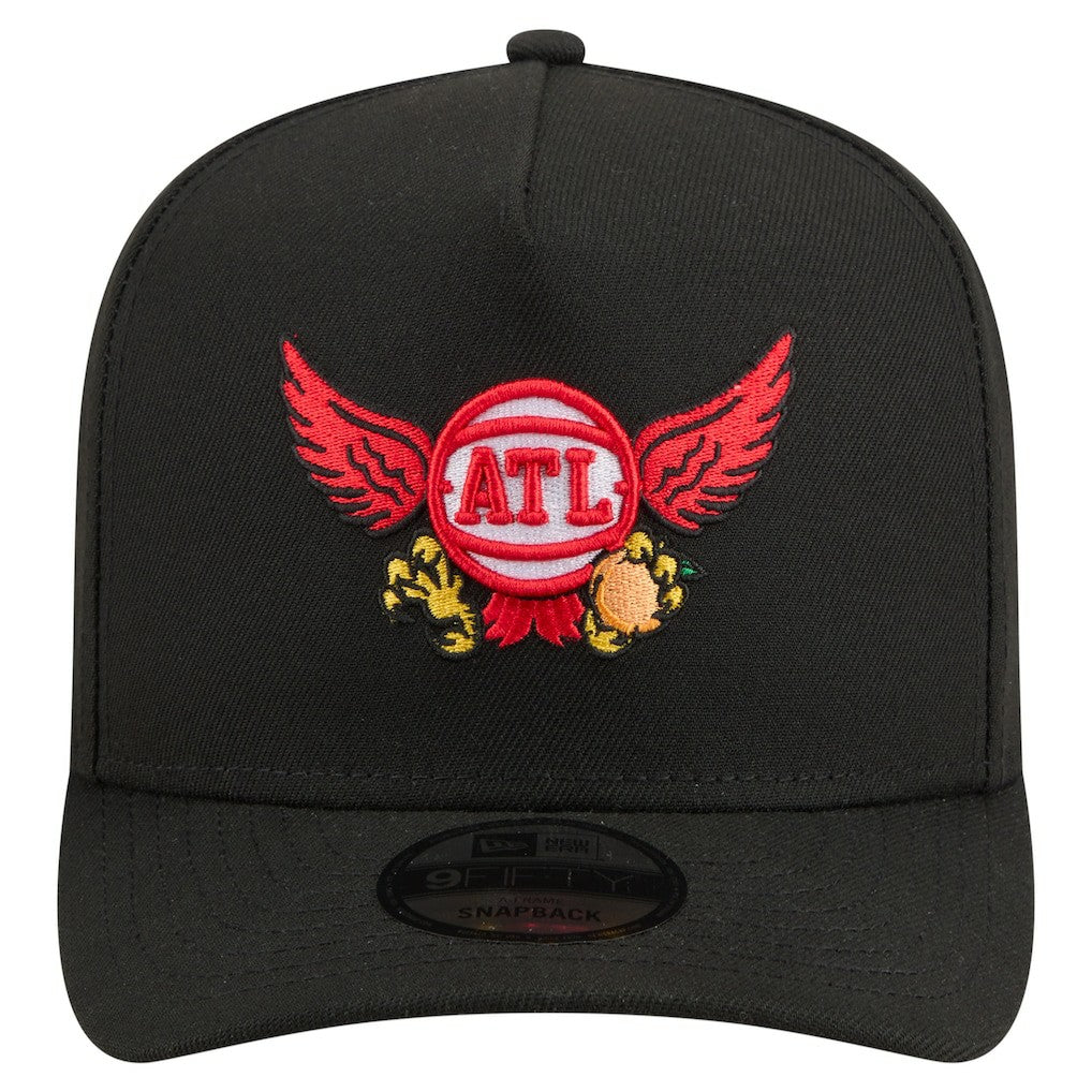 Atlanta Hawks Injection Cartoon Logo A-Frame 9FIFTY Adjustable Hat - Black | New Era sale