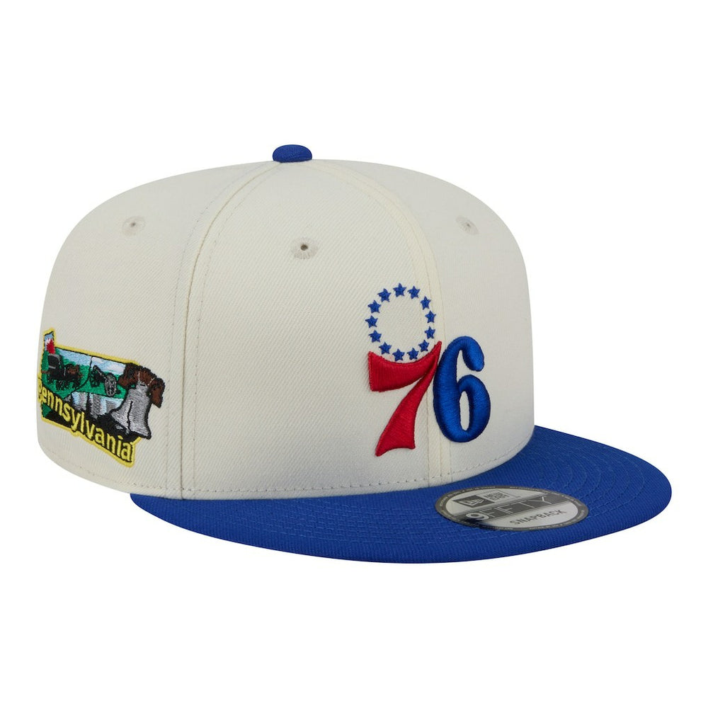 Philadelphia 76ers Injection Localized 9FIFTY Snapback Hat - White | New Era on sale