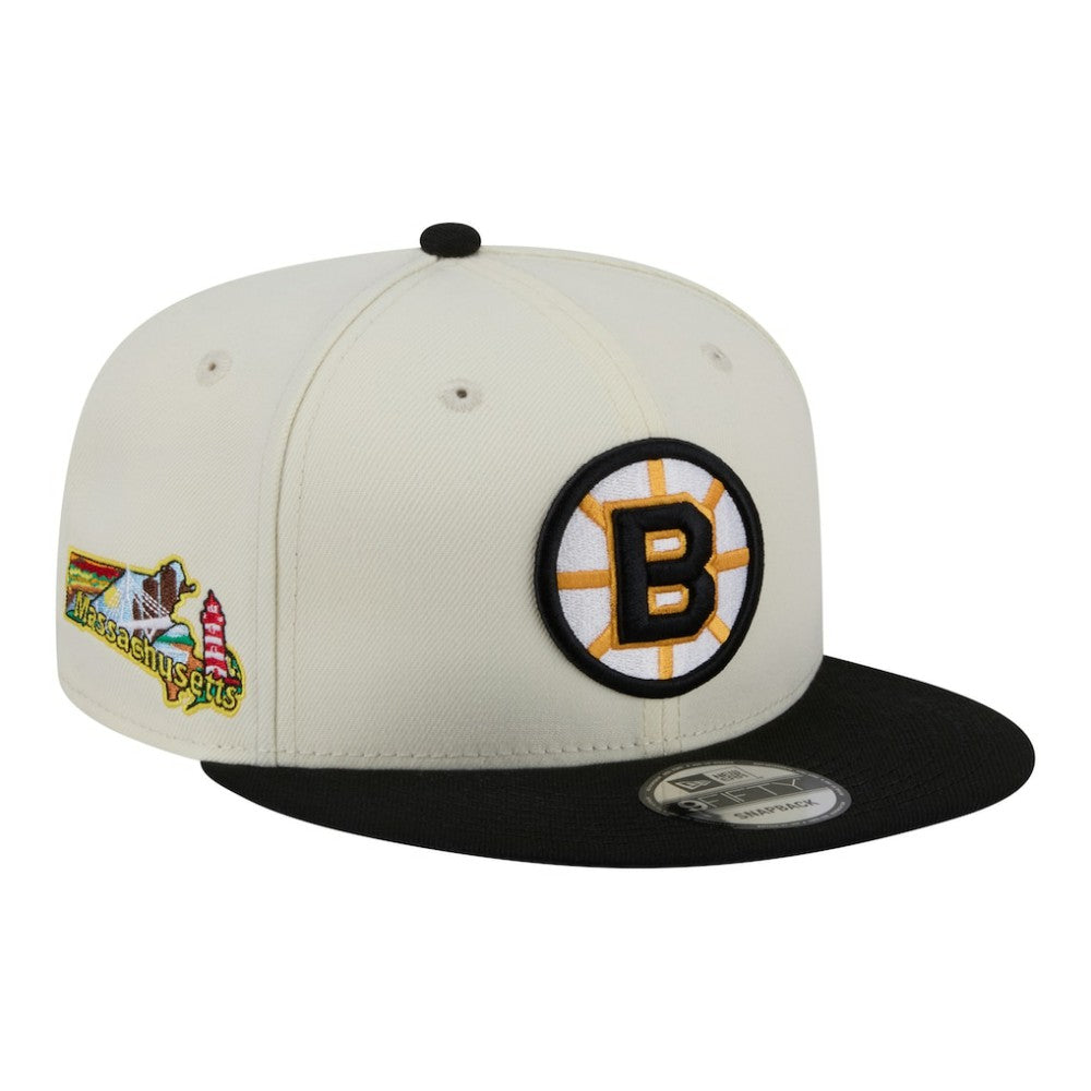 Boston Bruins New Era Injection Localized Two-Tone 9FIFTY Snapback Hat White/Black