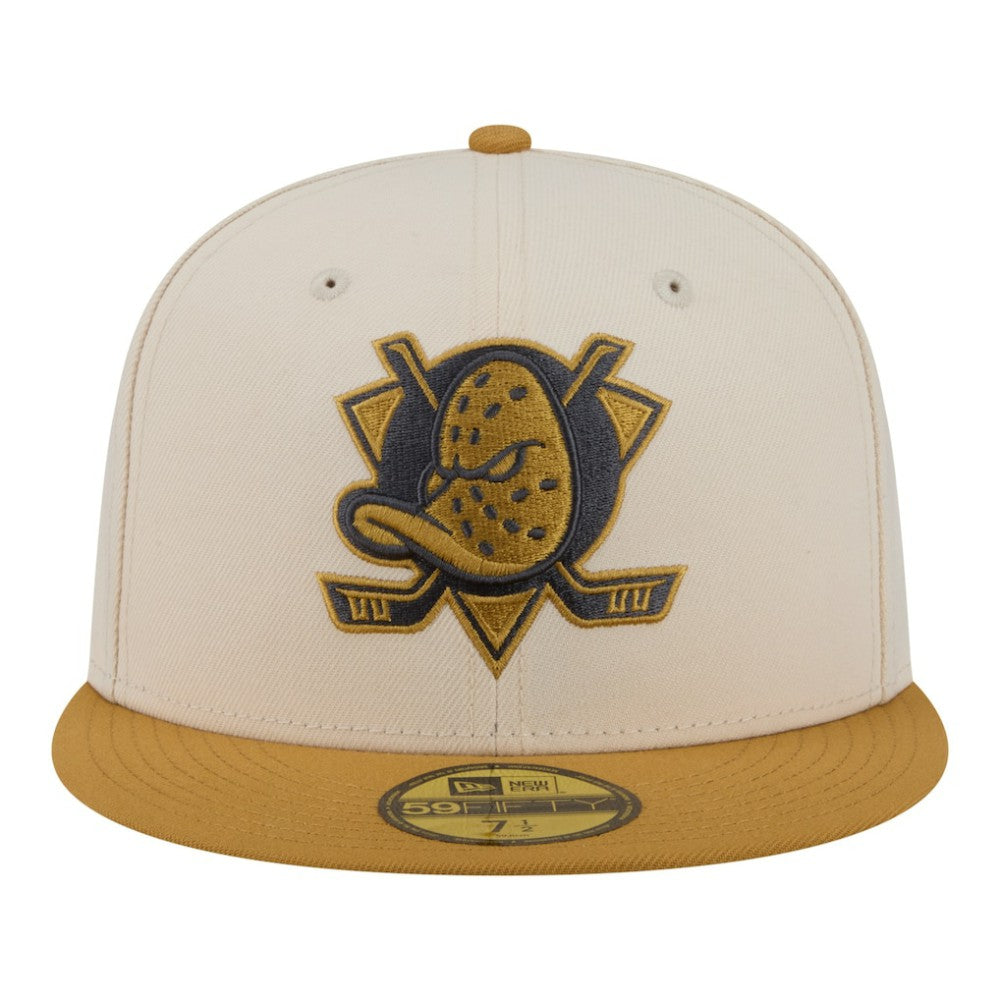 Anaheim Ducks New Era Colorpack Two-Tone 59FIFTY Fitted Hat Cream/Tan