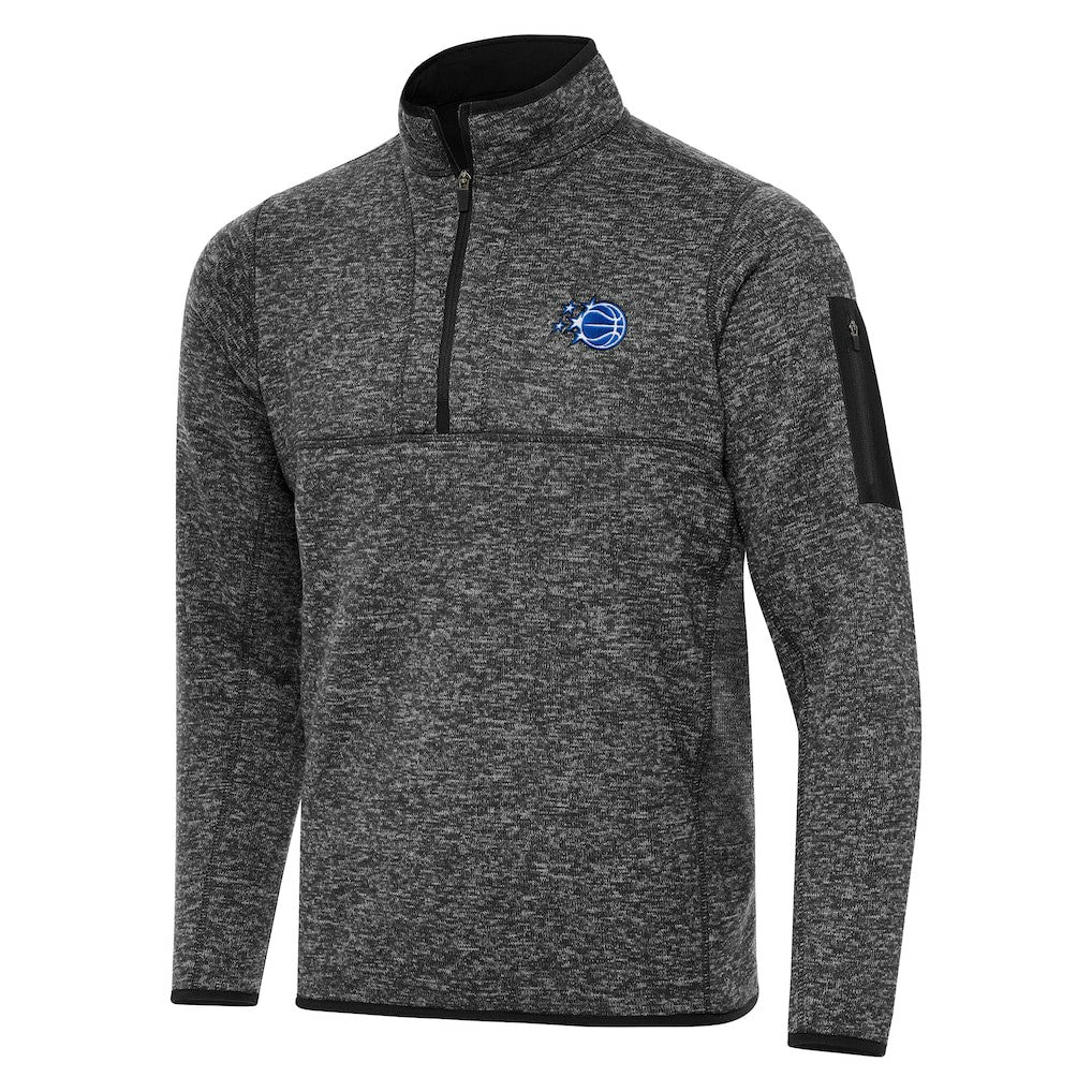 Orlando Magic Antigua New Logo Fortune Quarter-Zip Pullover Jacket - Heather Black for sale