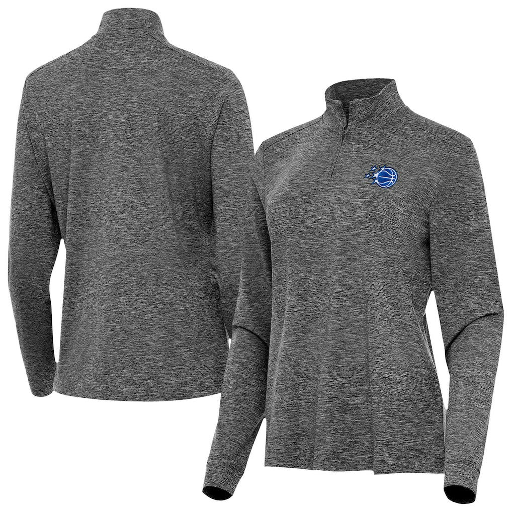 Orlando Magic Antigua Women's New Logo Mentor Long Sleeve Quarter-Zip Mock Polo - Heather Black cheap