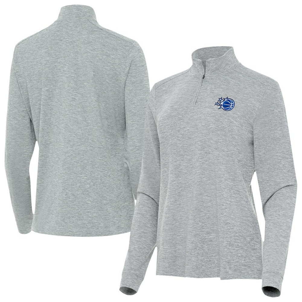 Orlando Magic Antigua Women's New Logo Mentor Long Sleeve Quarter-Zip Mock Polo - Heather Gray cheap