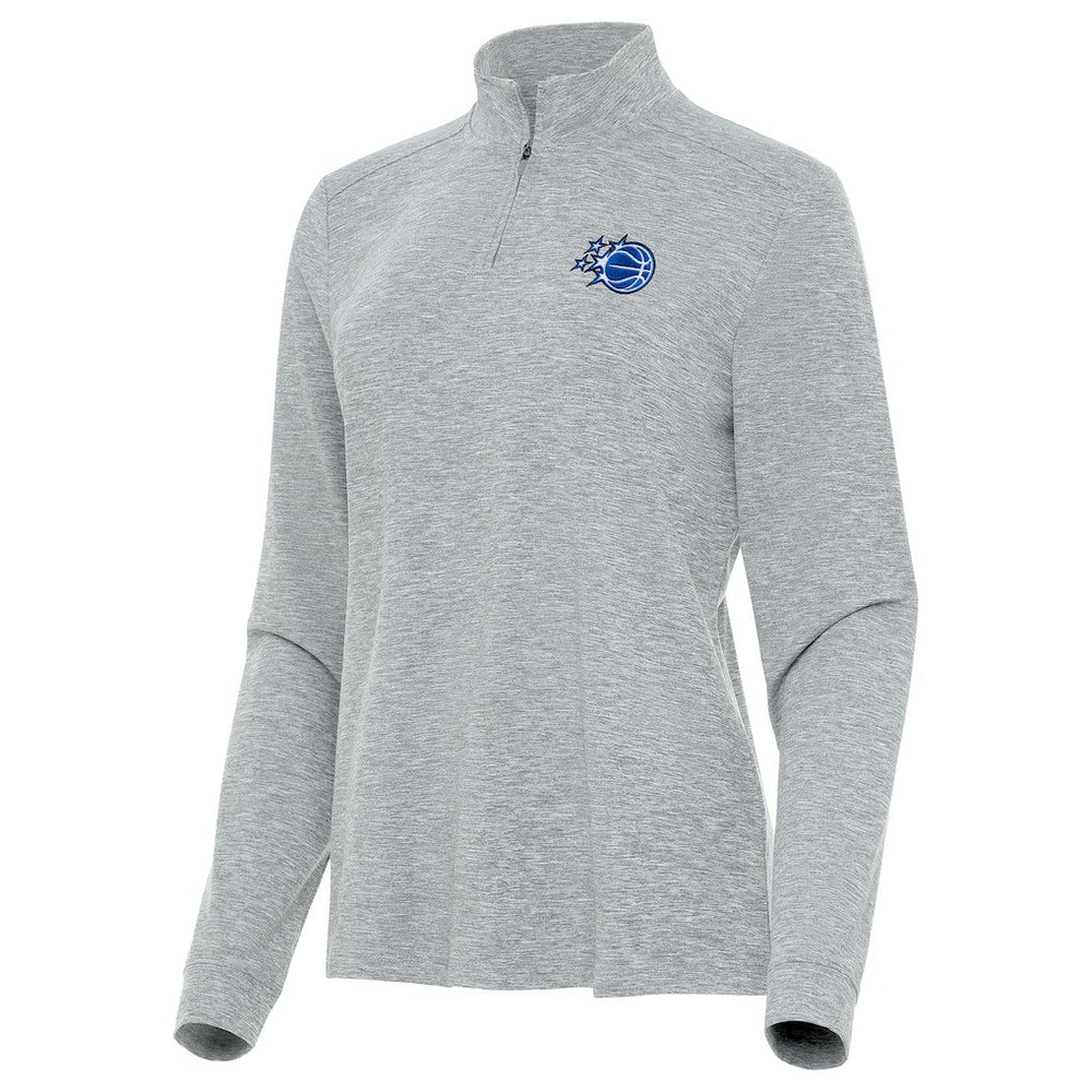 Orlando Magic Antigua Women's New Logo Mentor Long Sleeve Quarter-Zip Mock Polo - Heather Gray cheap