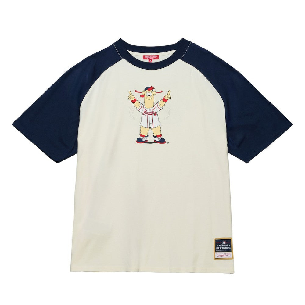 Atlanta Braves Women's Boyfriend Raglan T-Shirt - Cream | Mitchell & Ness