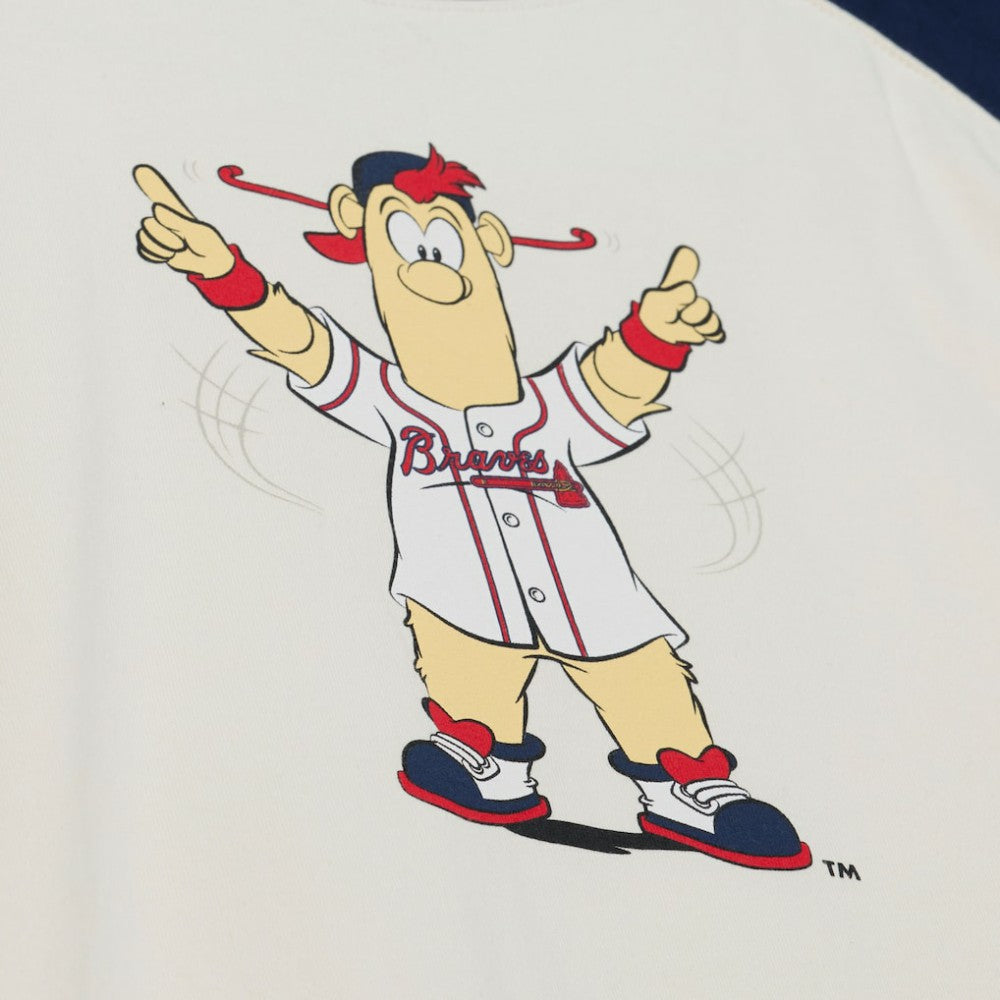 Atlanta Braves Women's Boyfriend Raglan T-Shirt - Cream | Mitchell & Ness