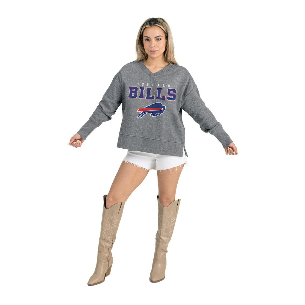 Buffalo Bills Gameday Couture Women's French Terry V-Neck Pullover Sweatshirt - Gray sale