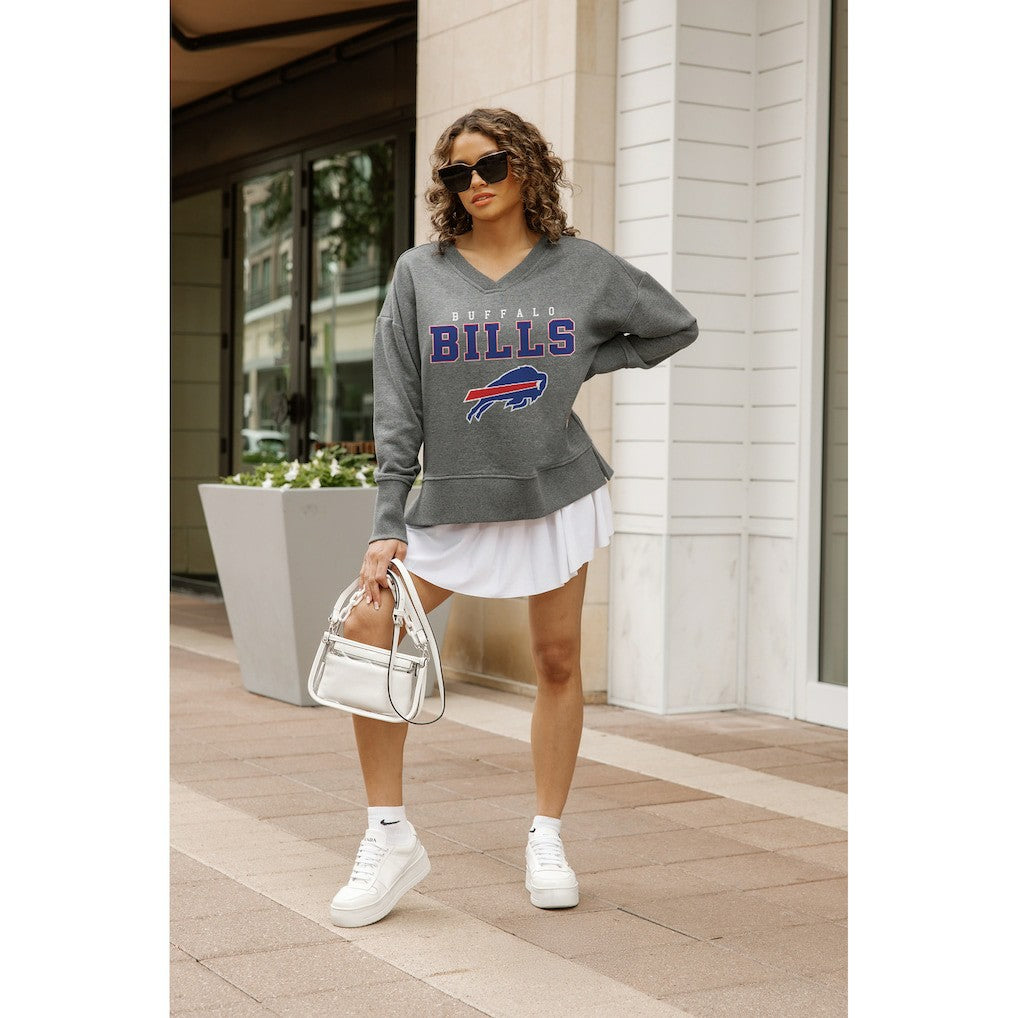 Buffalo Bills Gameday Couture Women's French Terry V-Neck Pullover Sweatshirt - Gray sale