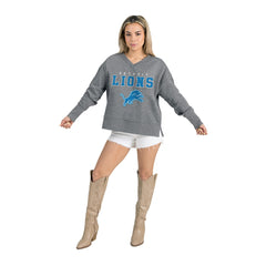 Detroit Lions Gameday Couture Women's French Terry V-Neck Pullover Sweatshirt - Gray outlet