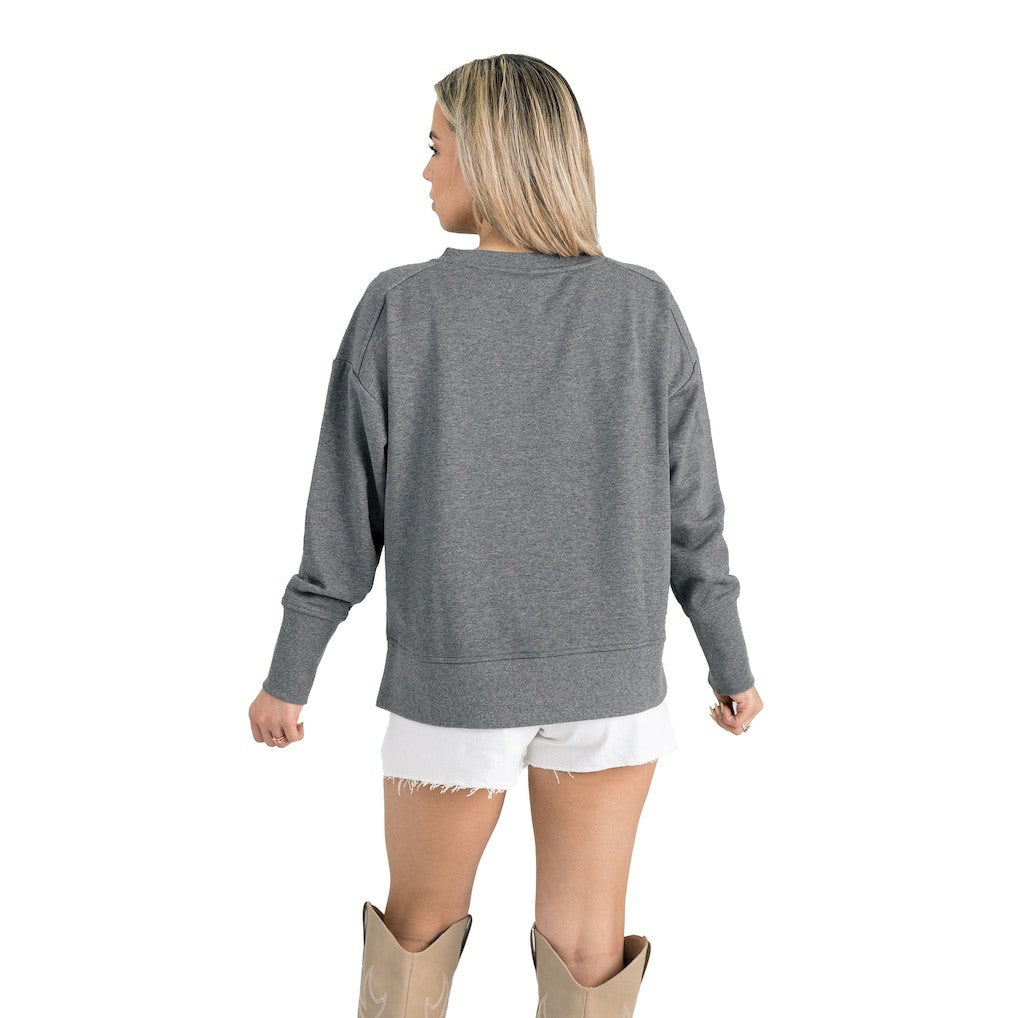 Miami Dolphins Gameday Couture Women's French Terry V-Neck Pullover Sweatshirt - Gray for sale