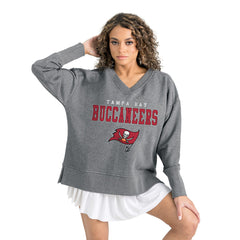 Tampa Bay Buccaneers Gameday Couture Women's French Terry V-Neck Pullover Sweatshirt - Gray sale
