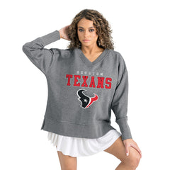 Houston Texans Gameday Couture Women's French Terry V-Neck Pullover Sweatshirt - Gray online